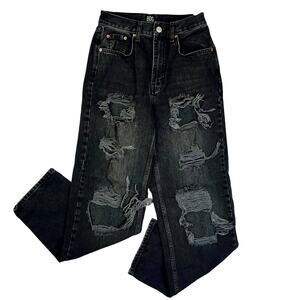 BDG Urban Outfitters High Rise Baggy Women Jeans 27 Black Distressed Medium Wash